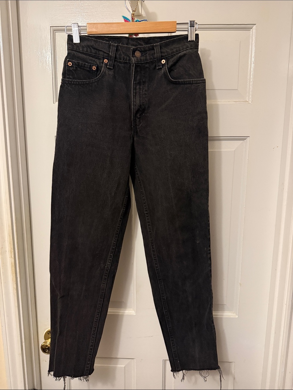 Levi's Black Boyfriend Jeans with Raw Hem